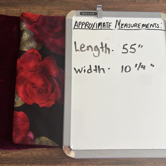Red Rose & Burgundy Velvet Women's Scarf  Romantic Old World Style 55L X 10 1/4W - Picture 4 of 16